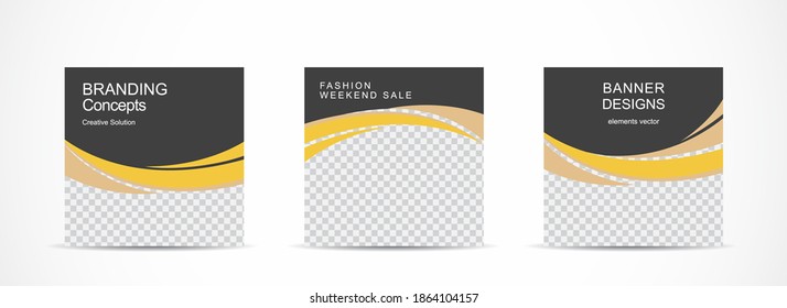 Set square banner template for social media post and web internet ads.vector illustrations.