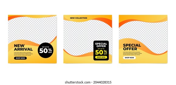 Set of square banner template for social media post and web internet ads.