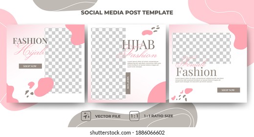 Set of Square banner template. White background with abstract pink and brown shape. Usable for social media posts, banners, and web internet ads. Flat design vector with a photo collage. - Shutterstock ID 1886066602