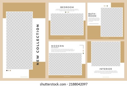 Set of square banner templates. Beige and brown background color with stripes. Suitable for placing internet web ads. vector illustration
Instagram Feed Template Design.