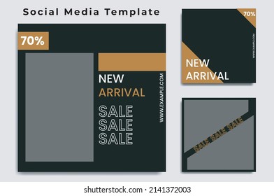 Set of square banner templates, minimal editable digital business marketing banner. Black background color and white and yellow color fonts with stripes. Suitable for social media post and web interne
