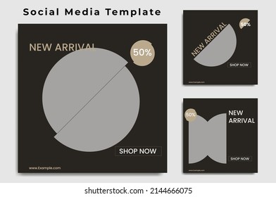 
Set of square banner templates, minimal editable digital business marketing banners. The background color is black and the font is brown with stripes. Suitable for social media posting and social