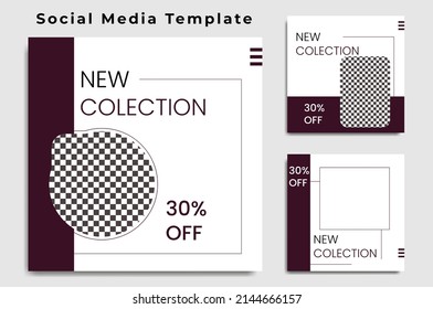 Set of square banner templates, minimal editable digital business marketing banner. Background colors and fonts with stripes. Suitable for social media post and web internet advertisement social media