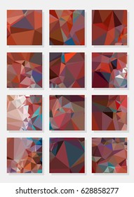 Set of square banners with abstract triangular pattern. Background for label, tag, poster, headline, ad, message, quote design, web pages. Vector clip art.