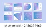 Set of square banners for social media posts in gradient colors. Open path available. Editable.