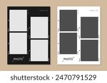 Set of square blank photo frame templates with shadows. Mockup for photography and picture. Vector illustration