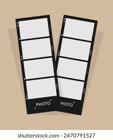 Set of square blank photo frame templates with shadows. Mockup for photography and picture. Vector illustration