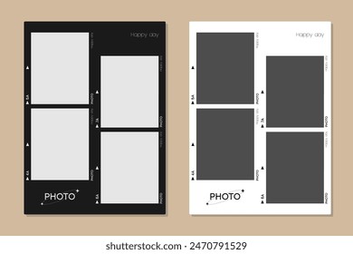 Conjunto de Plantillas de marco de fotos cuadrado en blanco con sombras. Maqueta para la Fotografía y la imagen. Ilustración vectorial