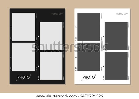 Set of square blank photo frame templates with shadows. Mockup for photography and picture. Vector illustration