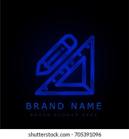Set square blue chromium metallic logo