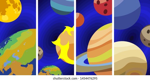 Set of square brochure design . Rectangle template brochure, report, catalog, magazine. Brochure layout modern abstract background. With the image of the planets of space. Vector.