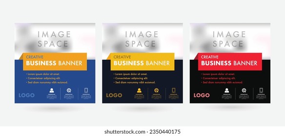 Set of square business web banner design template. Suitable for social media post, instagram story and web ads.