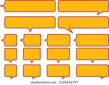 Set of square callouts with yellow rounded corners with red line borders