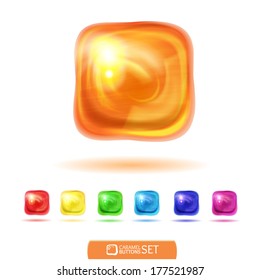 Set of square caramel buttons