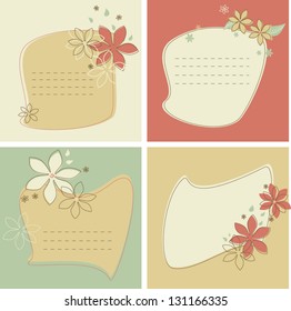 Set of square card with flowers, EPS 10