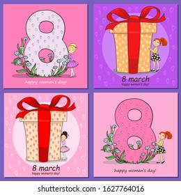 Set of square card happy valentine s day vector