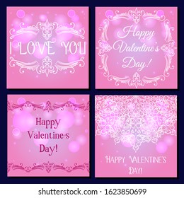 Set of square card happy valentine's day vector