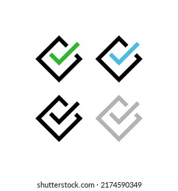 conjunto de diseño de logotipo de verificación cuadrada. Comprobar la plantilla de vectores de iconos de marca