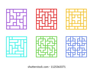 Set of Square Chinese window frame, vector art