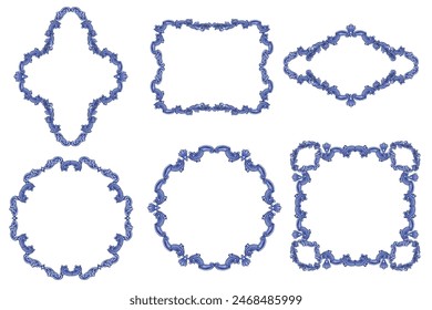 Set of square, circular, oval Baroque and Rococo frame and border