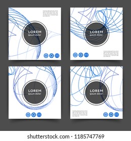 Set of square color brochures, book template with geometric elements