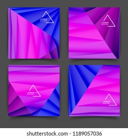 Set of square color brochures, book template with geometric elements