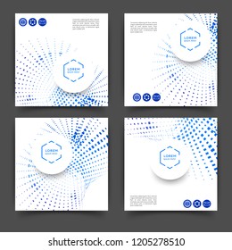 Set of square color brochures, book template with geometric elements