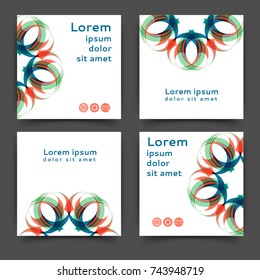 Set of square color brochures, book template. Brochure cover template with floral background