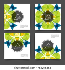 Set of square color brochures, book template. Brochure cover template with floral background