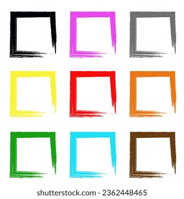 Set of square color vector brushes. Square frames. Colored brush frames. EPS 10.