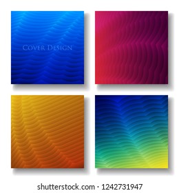 Set of Square Cover Templates. Abstract Three Dimensional Texture with Gradient Effect. Applicable for Web Background, Banners, Posters and Fliers. EPS 10 Vector.