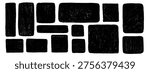 Set of square crayon boxes. Black colored hand-drawn rectangle frames isolated on white backdrop