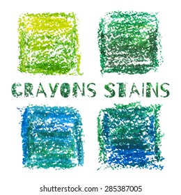 Set of square crayons stains. Isolated vector.
