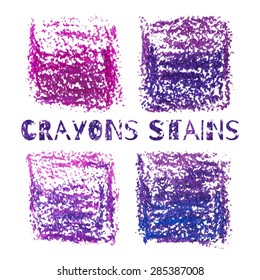 Set of square crayons stains. Isolated vector.