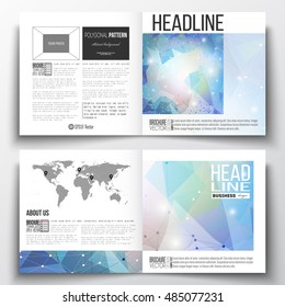 Set of square design brochure template. Abstract colorful polygonal background, modern stylish triangle vector texture