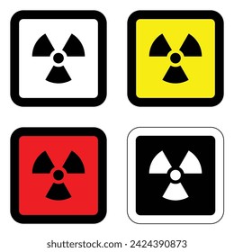 set square different colour yellow radioactive icon nuclear sign isolated warning danger symbol alert caution hazard danger traffic vector flat design for website mobile isolated white Background