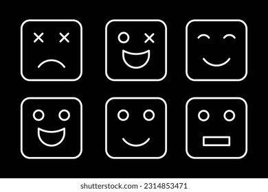 Set of square face expression emoticon