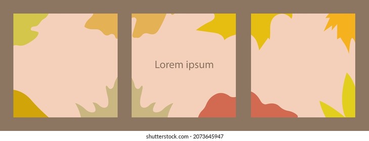 Set of square fall background. Suitable for social media post, Ig feed, card, greetings, print and editable. 