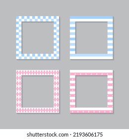 Conjunto de fotograma cuadrado plano con ornamentos