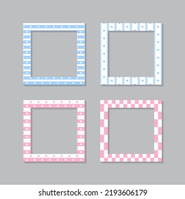 Set of square flat photo frame with ornaments