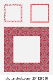 Set square frame ornamental ethnic. Vector illustration. From collection of Balto-Slavic ornaments