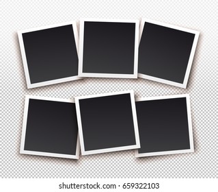 Set of square frame template with shadows. Vector illustration EPS 10. Isolated on transparent background