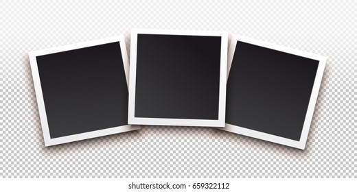 Set of square frame template with shadows. Vector illustration EPS 10. Isolated on transparent background