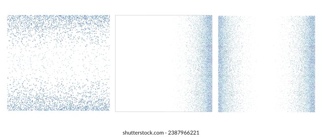 set of square frames of blue glitter snow sparkles