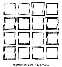 Set of square frames. Borders collections. Collages elements on white background.