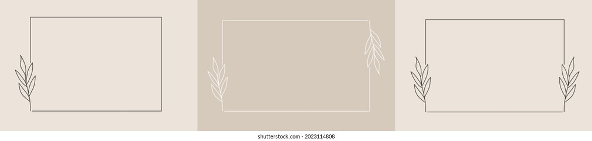 conjunto de marcos cuadrados con ornamentos florales, un lugar para textos, ilustraciones o fotos, para el diseño creativo de afiches, afiches, postales e invitaciones a la celebración. estilo plano
