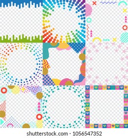 A set of square frames from geometric objects.