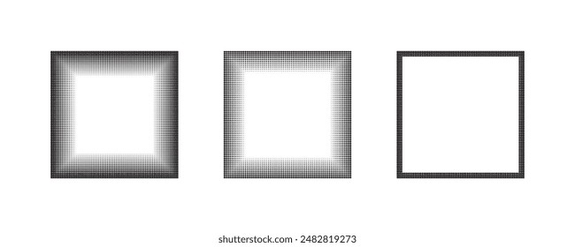 set of square frames halftone pattern with black polka dots abstract halftone background minimalism modern texture for postcards posters web and other design tasks vector illustration