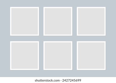 A set of square frames. A layout for design, portfolio, social media, or branding. 6 empty frames.