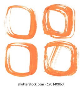 Set of square frames orange paint strokes 1